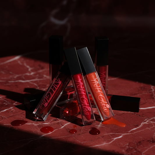 Red Velvet Lip Gloss Bold Red Shine with a Fruity Raspberry Twist