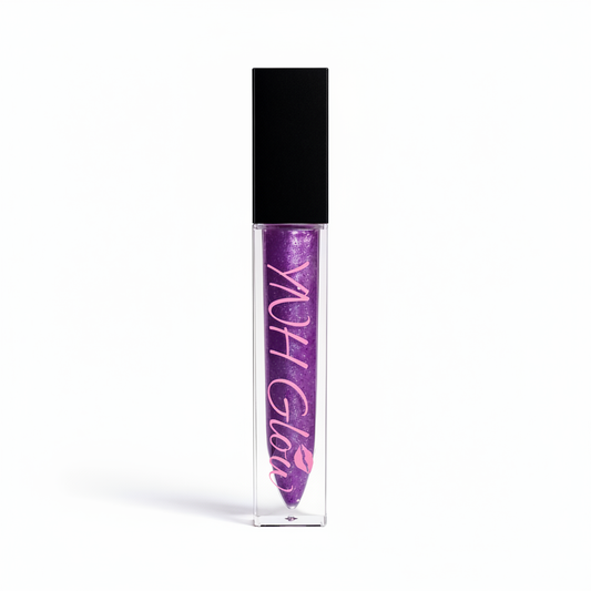 Lilac Kiss Lip Gloss with purple shimmer flakes by YNH Glow